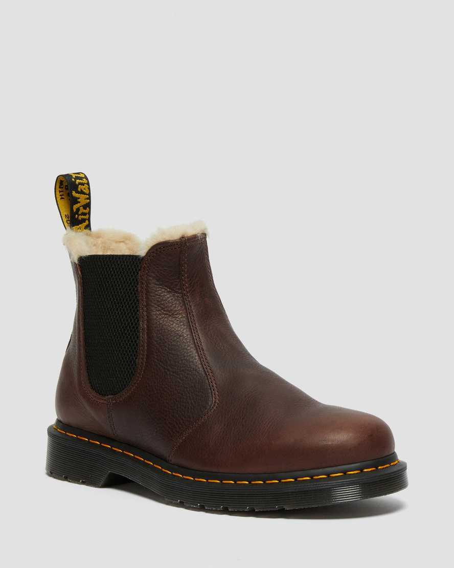 Dr. Martens 2976 Faux Fur Lined Chelsea Støvler Dame Dyp Rød [2093FMELA]